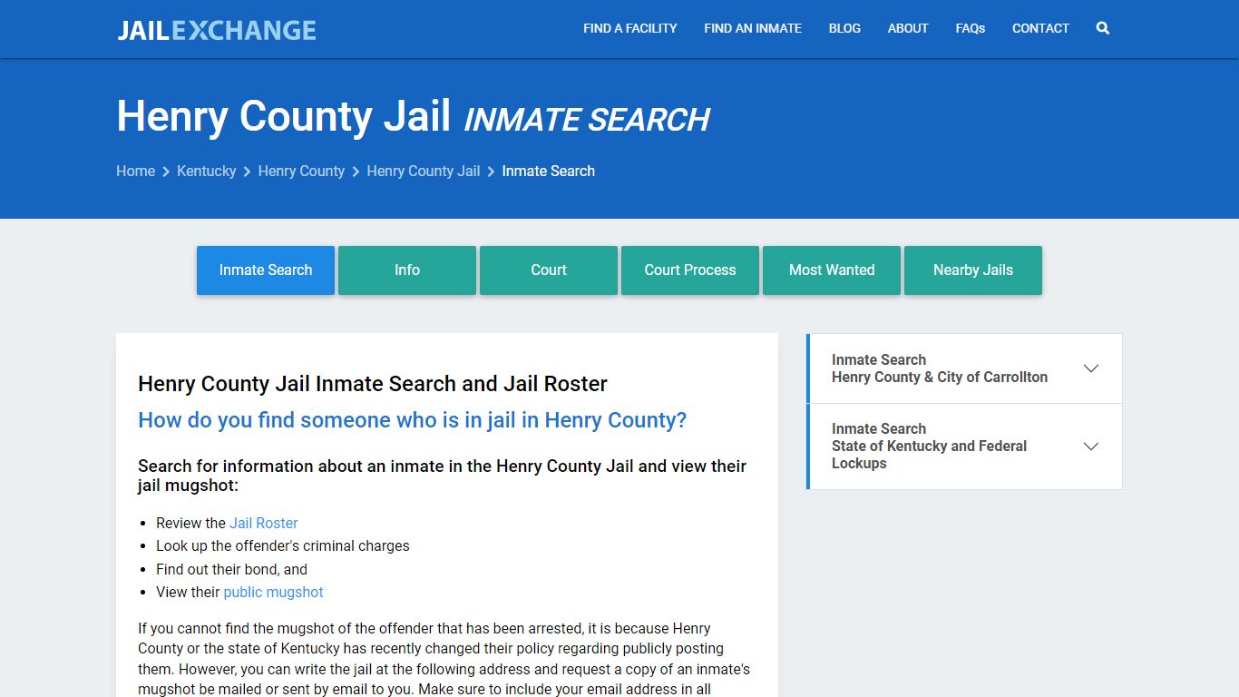 Inmate Search: Roster & Mugshots - Henry County Jail, KY