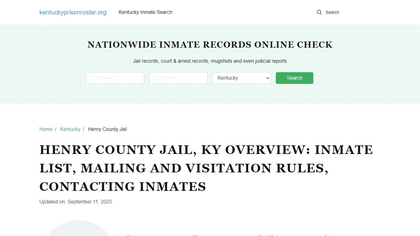 Henry County Jail, KY: Offender Search, Visitation & Contact Info